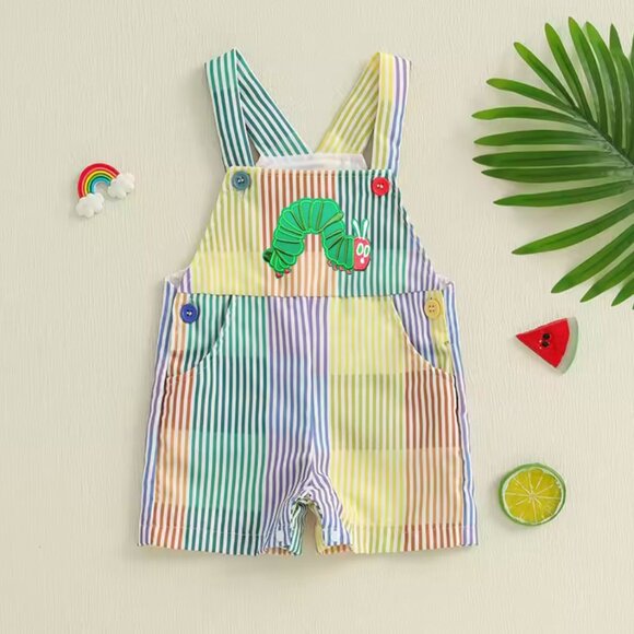 The Very Hungry Caterpillar Overalls Jumpsuit Birthday Bodysuit Clothes - Picture 1 of 6